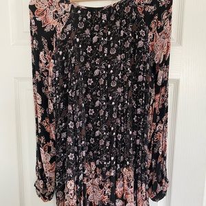 Free People Long sleeve floral bohemian mini dress